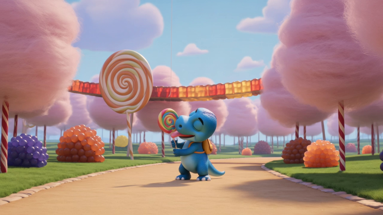 Create Blue Dino Candy Park Adventure Video for Kids