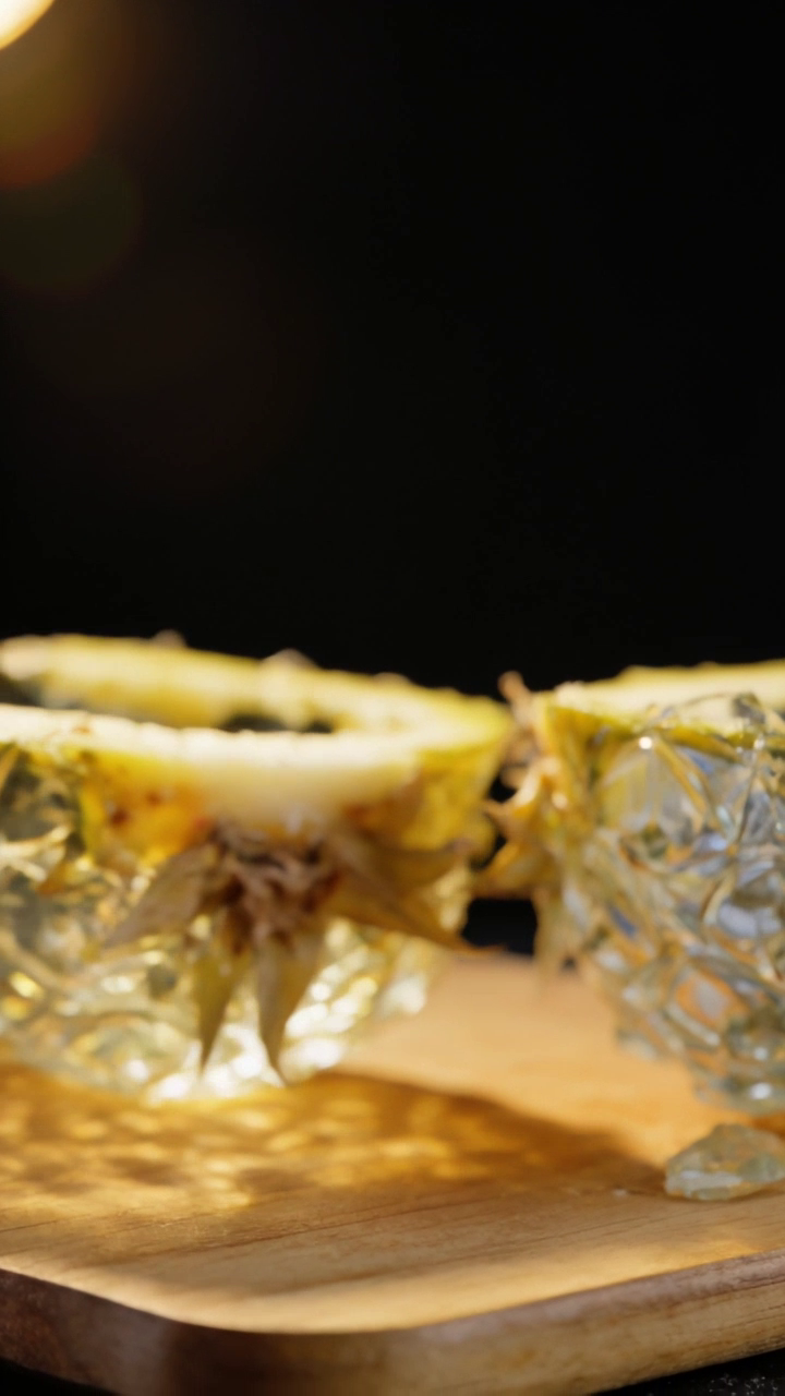 ASMR Video of Glass Pineapple Slicing