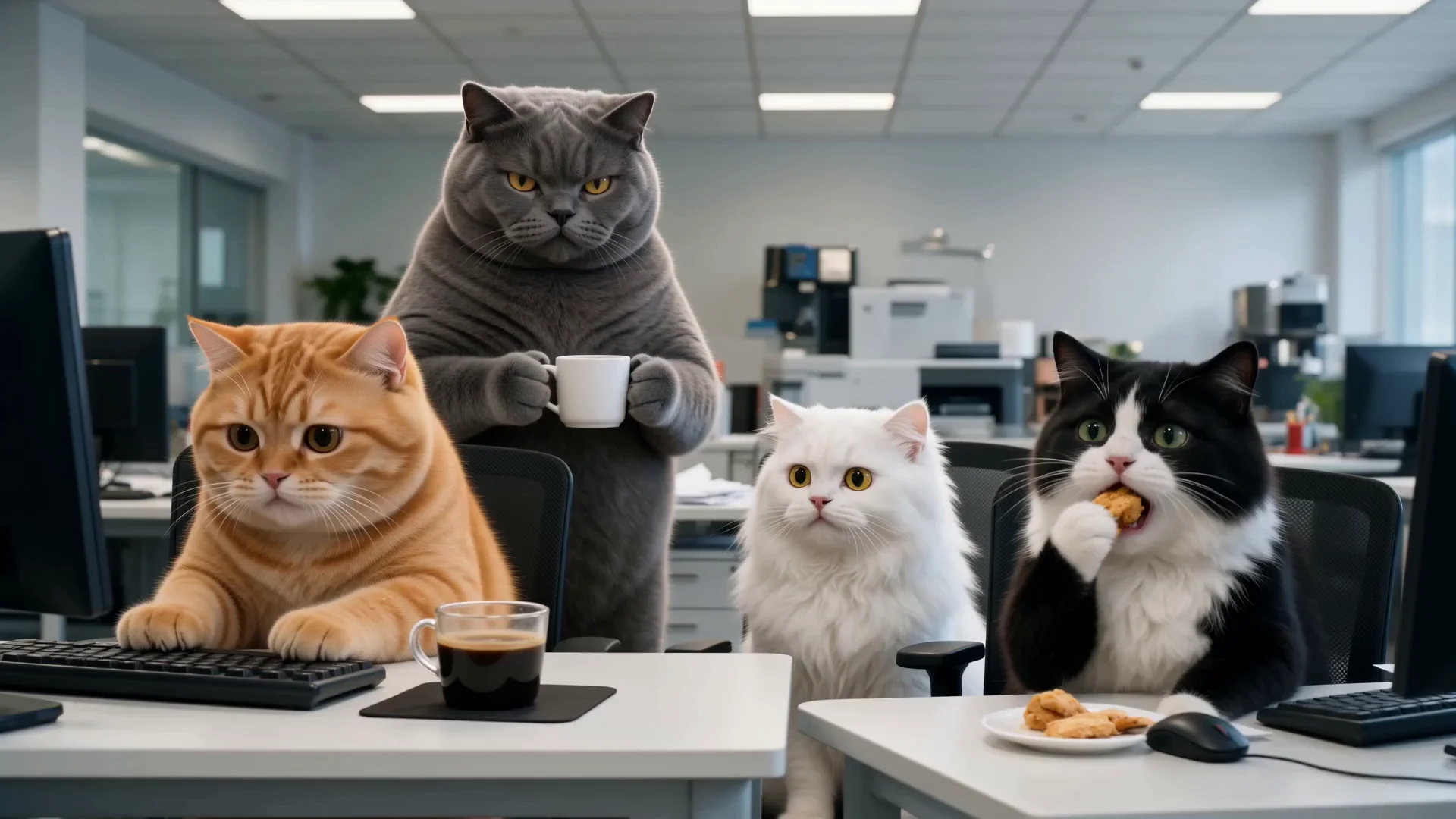 Create a Cat Meme Chaos Video in a Whimsical Office