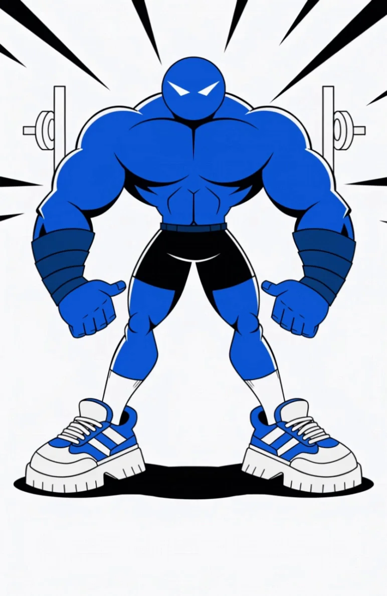 Animated Comic Style Blue Muscle Character Video