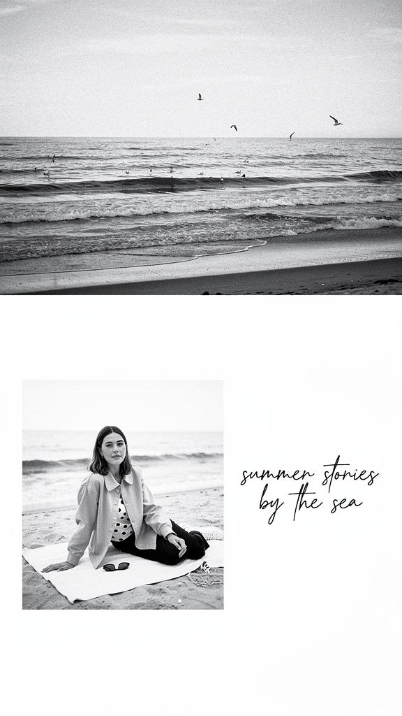 Coastal Summer Editorial Black & White Collage