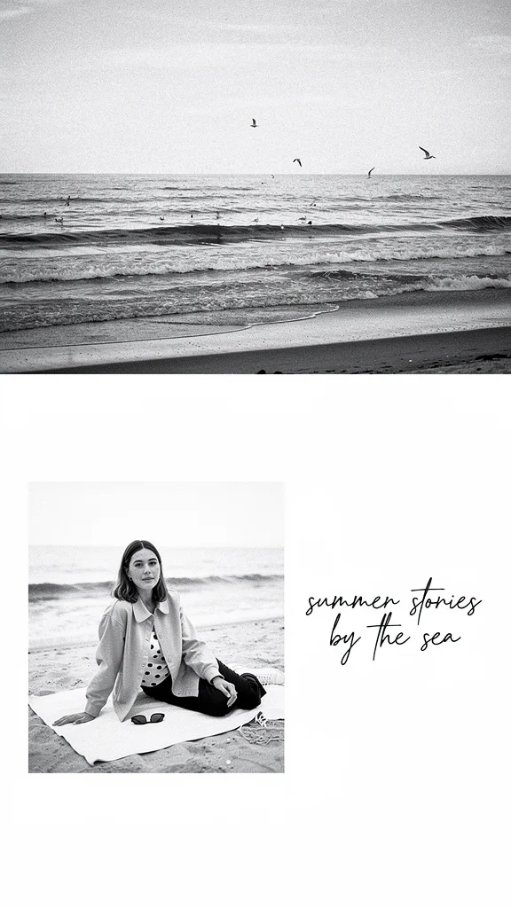 Coastal Summer Editorial Black & White Collage